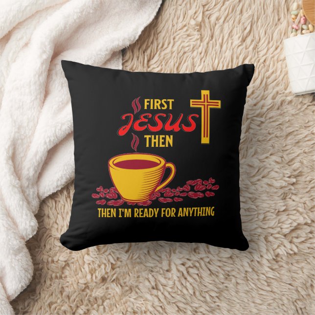 Jesus Coffee Lover Throw Pillow (Blanket)