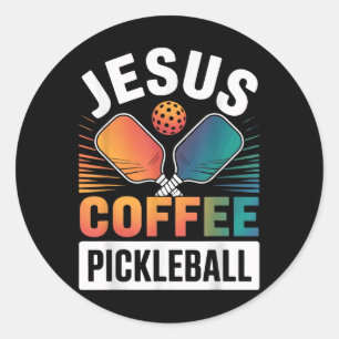 Jesus Coffee Pickleball Classic Round Sticker