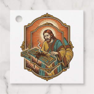 Jesus Coffee Spill Mechanical Keyboard Broken Tech Favor Tags