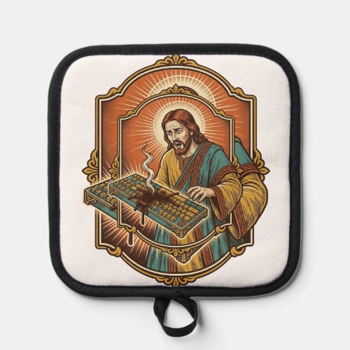 Jesus Coffee Spill Mechanical Keyboard Broken Tech Pot Holder
