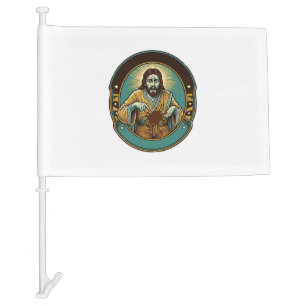Jesus Coffee Stain Pants Before Meeting Office Wor Car Flag