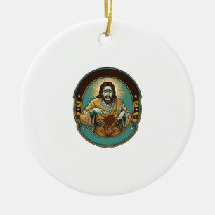 Jesus Coffee Stain Pants Before Meeting Office Wor Ceramic Ornament