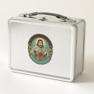 Jesus Coffee Stain Pants Before Meeting Office Wor Metal Lunch Box