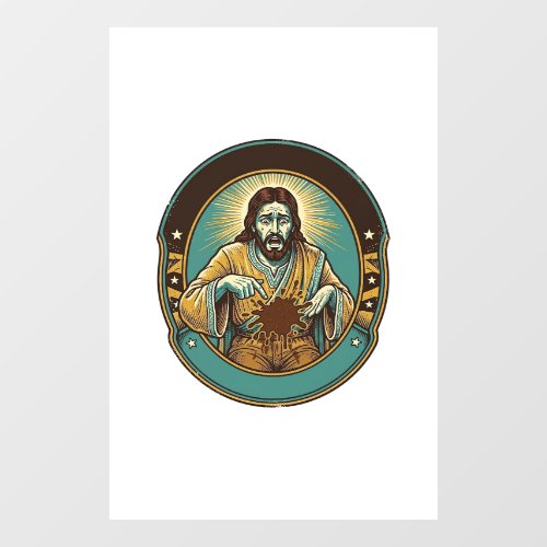 Jesus Coffee Stain Pants Before Meeting Office Wor Window Cling
