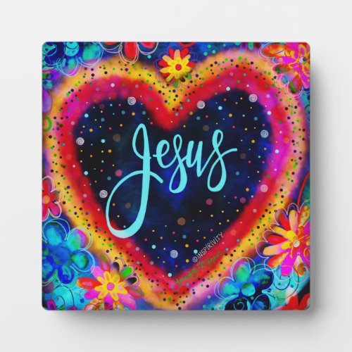 Jesus Color Heart Inspirational Inspirivity Easel Plaque