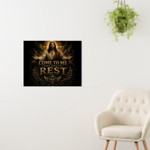 Jesus Come to Me Christian Gold Sacred Art Foam Board