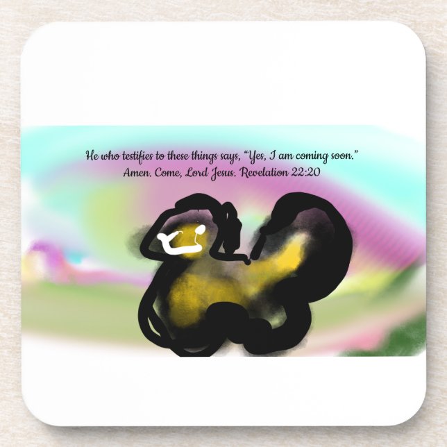 jesus coming  beverage coaster (Front)