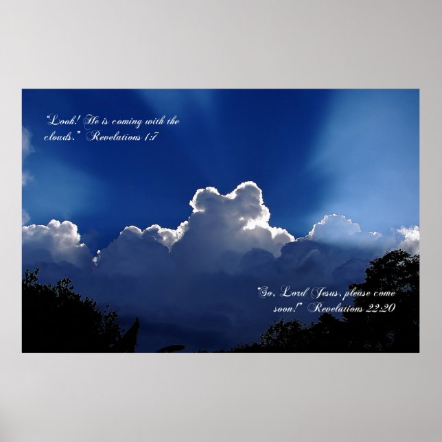 Jesus Coming in the Clouds Inspirational Poster (Front)