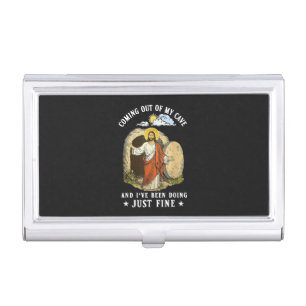 Jesus Coming Out of My Cave  Business Card Case