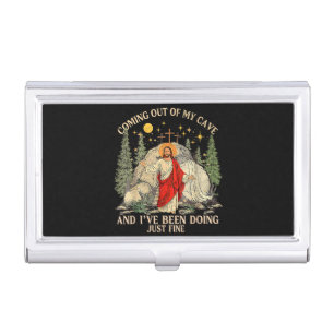 Jesus Coming Out of My Cave Business Card Case