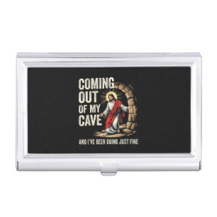 Jesus Coming Out Of My Cave Business Card Case