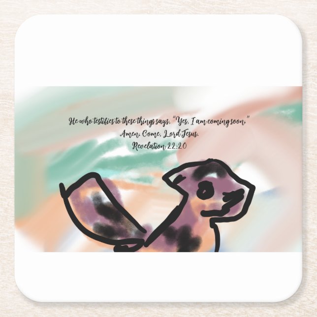 jesus coming  square paper coaster (Front)