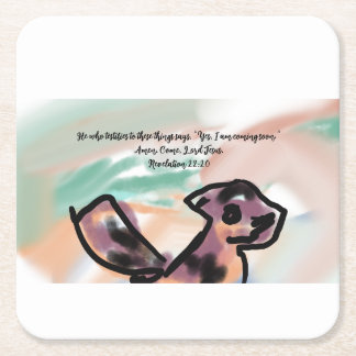 jesus coming  square paper coaster