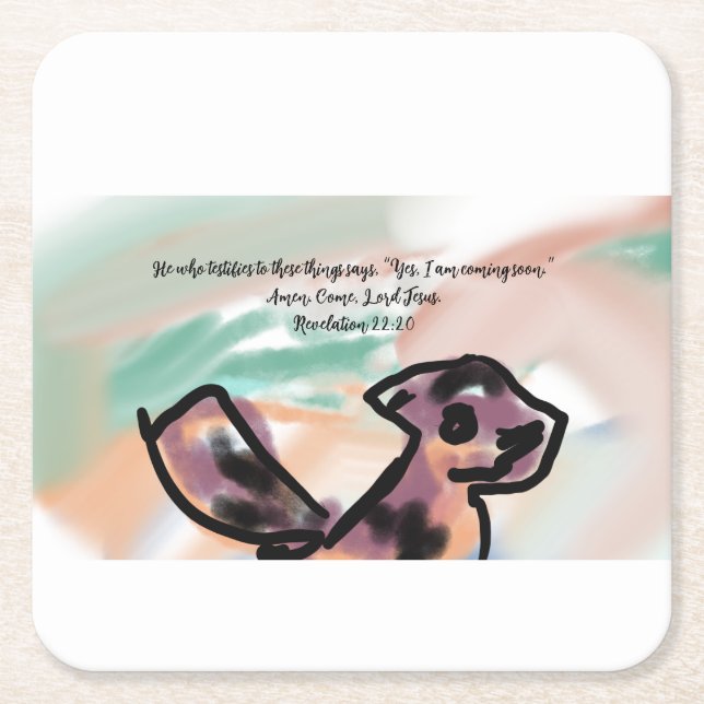 jesus coming  square paper coaster (Front)