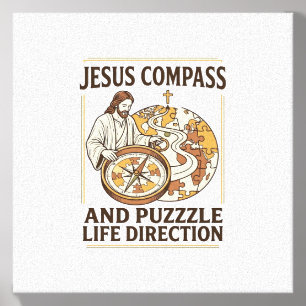 Jesus Compass And Puzzle Life Direction Jesus Comp Canvas Photo Tile