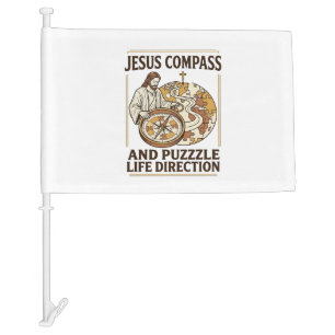 Jesus Compass And Puzzle Life Direction Jesus Comp Car Flag