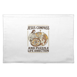 Jesus Compass And Puzzle Life Direction Jesus Comp Cloth Placemat
