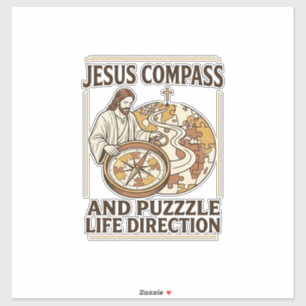 Jesus Compass And Puzzle Life Direction Jesus Comp Sticker