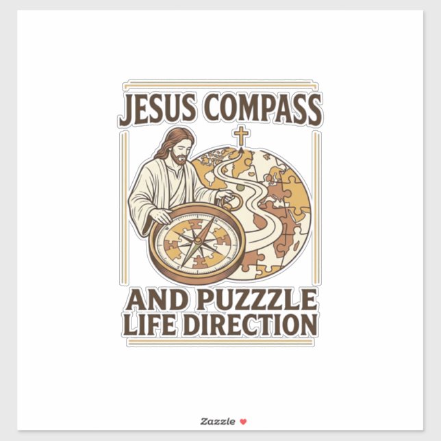 Jesus Compass And Puzzle Life Direction Jesus Comp Sticker (Sheet)