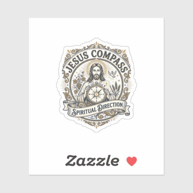 Jesus Compass Spiritual Direction Jesus Compass Sp Sticker (Sheet)
