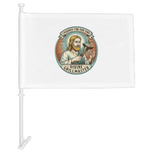 Jesus Completely Burnt Black Hot Dog BBQ Humor_1 Car Flag