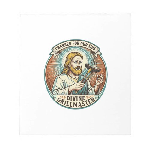 Jesus Completely Burnt Black Hot Dog BBQ Humor_1 Notepad