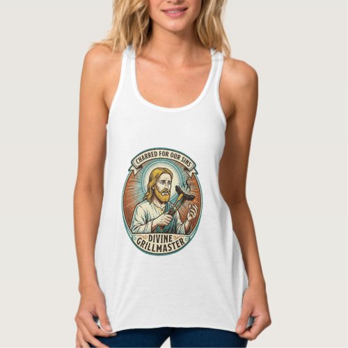 Jesus Completely Burnt Black Hot Dog BBQ Humor_1 Tank Top