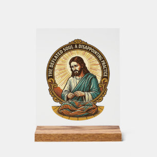 Jesus Completely Deflated Flat Yoga Ball Gym Humor Acrylic Sign