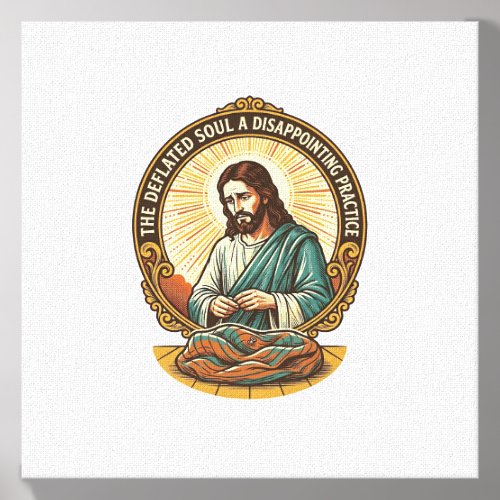 Jesus Completely Deflated Flat Yoga Ball Gym Humor Canvas Photo Tile