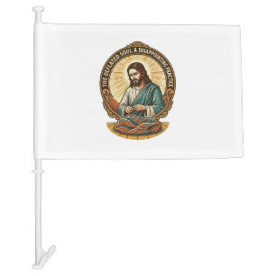 Jesus Completely Deflated Flat Yoga Ball Gym Humor Car Flag