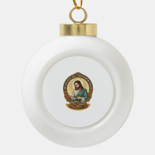 Jesus Completely Deflated Flat Yoga Ball Gym Humor Ceramic Ball Christmas Ornament