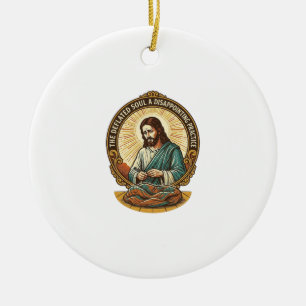 Jesus Completely Deflated Flat Yoga Ball Gym Humor Ceramic Ornament