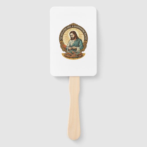 Jesus Completely Deflated Flat Yoga Ball Gym Humor Hand Fan