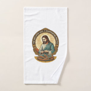 Jesus Completely Deflated Flat Yoga Ball Gym Humor Hand Towel