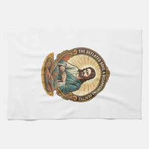 Jesus Completely Deflated Flat Yoga Ball Gym Humor Kitchen Towel