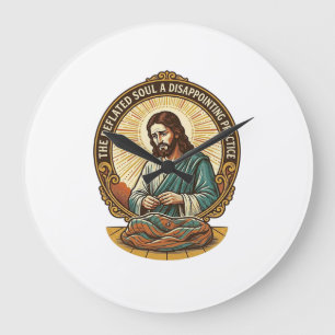 Jesus Completely Deflated Flat Yoga Ball Gym Humor Large Clock