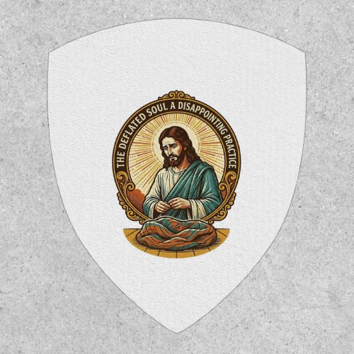 Jesus Completely Deflated Flat Yoga Ball Gym Humor Patch