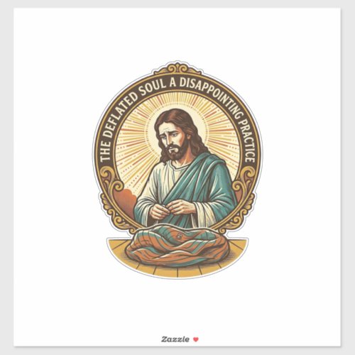 Jesus Completely Deflated Flat Yoga Ball Gym Humor Sticker
