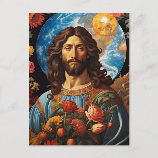 *~* Jesus Concerned  Universe Earth  AP50 Cosmic Postcard (Front)