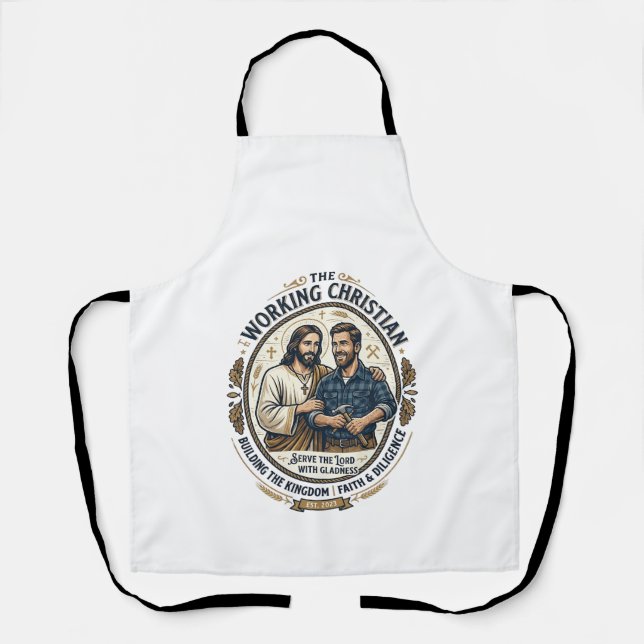 Jesus Construction Trades Shirt Christian Graphic_ Apron (Front)