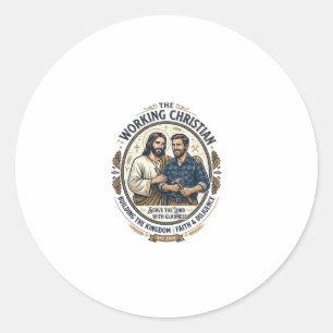 Jesus Construction Trades Shirt Christian Graphic_ Classic Round Sticker