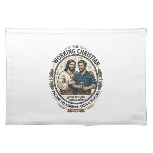 Jesus Construction Trades Shirt Christian Graphic_ Cloth Placemat