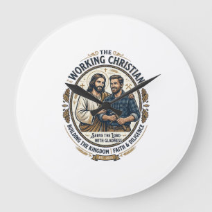 Jesus Construction Trades Shirt Christian Graphic_ Large Clock
