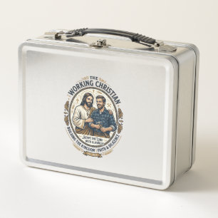 Jesus Construction Trades Shirt Christian Graphic_ Metal Lunch Box