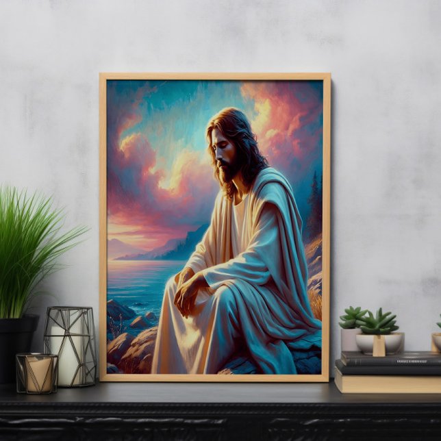 Jesus Contemplation Beside Still Waters Poster (Creator Uploaded)