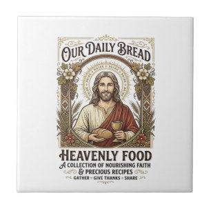 Jesus Cookbook Recipe Card Aesthetic Vintage Shirt Ceramic Tile