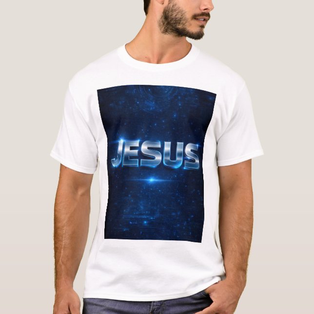 JESUS – Cosmic Metallic Glow T-Shirt (Front)