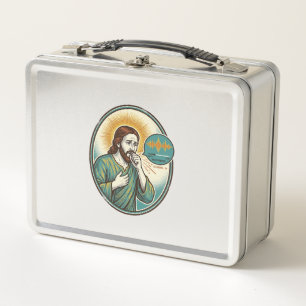 Jesus Coughing Mid Voice Note Audio Message Textin Metal Lunch Box