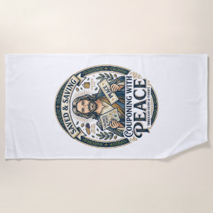 Jesus Coupon Thrift Frugal Shirt Faith Based Desig Beach Towel