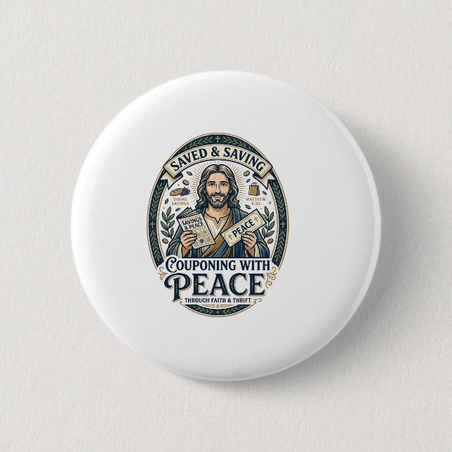 Jesus Coupon Thrift Frugal Shirt Faith Based Desig Button (Front)